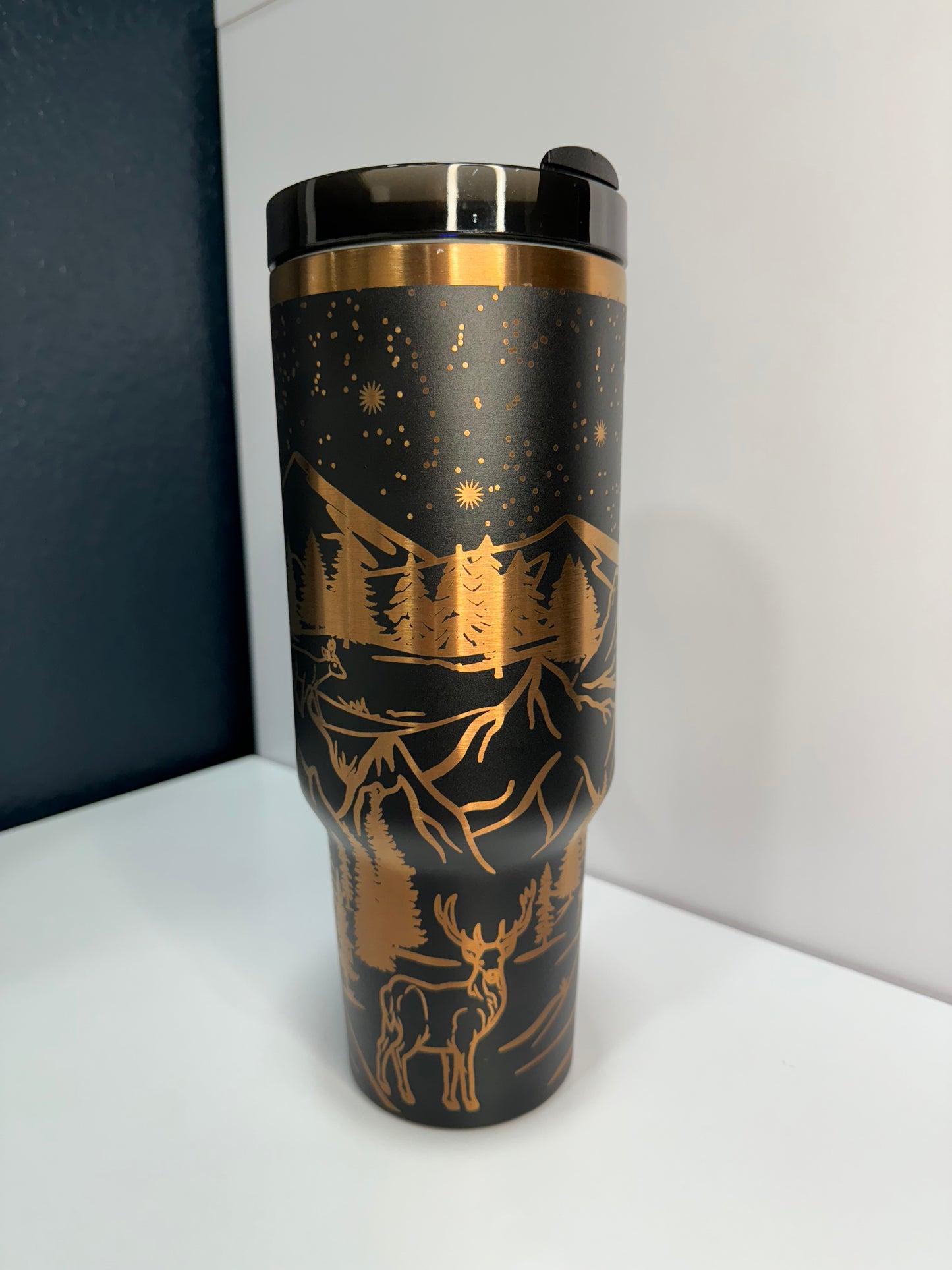 Deer Mountain 40oz laser engraved tumbler