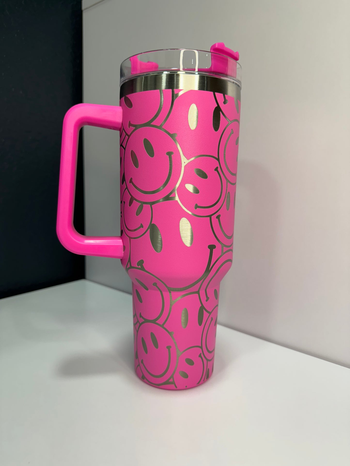 Smiley Face 40oz laser engraved tumbler