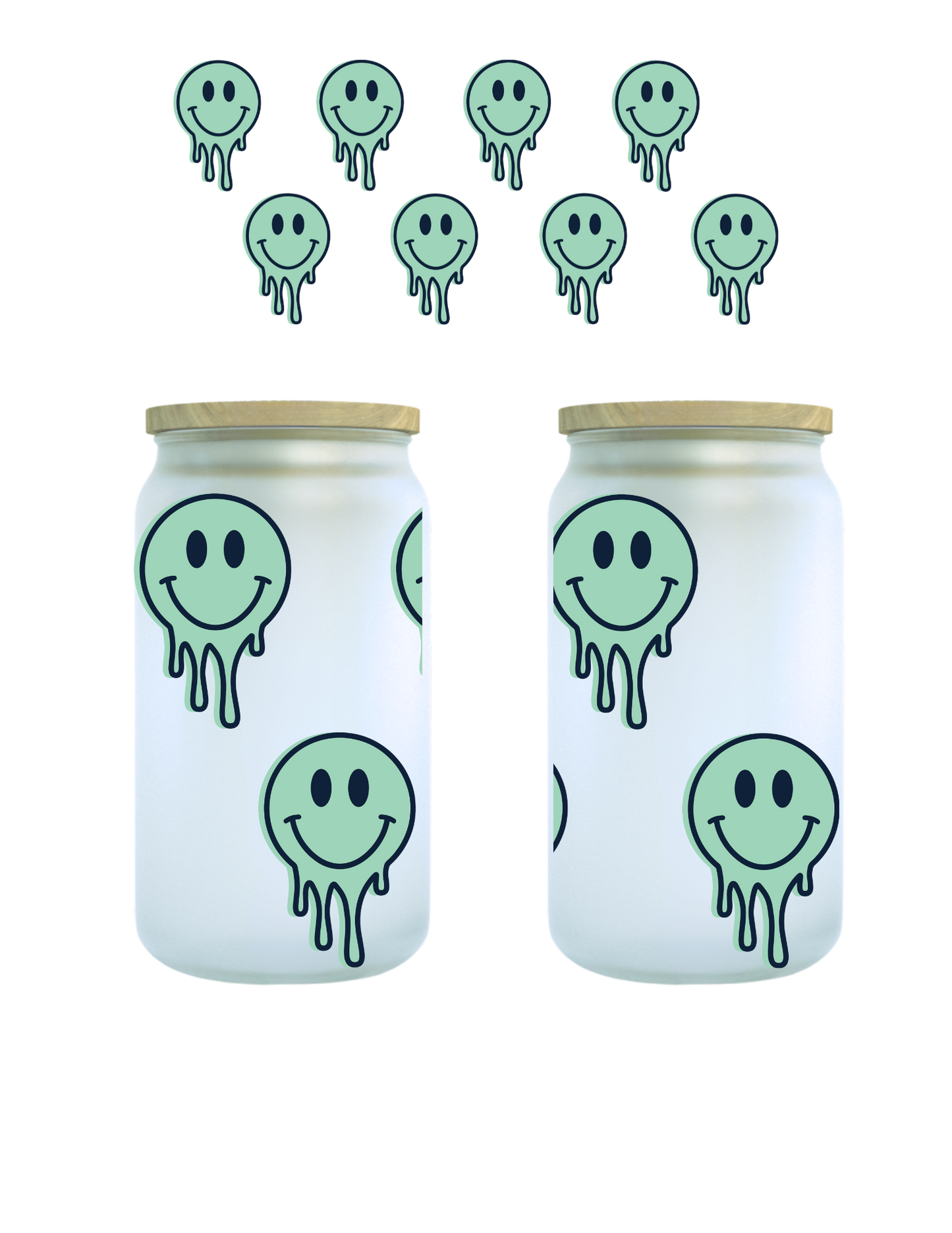 Drippy Smiley 16oz Glass Can (Clear or Frosted)