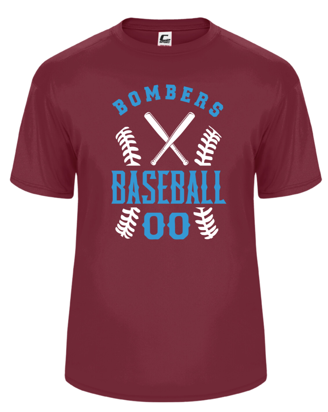 Adult Performance Bombers Baseball w/player# T-shirt