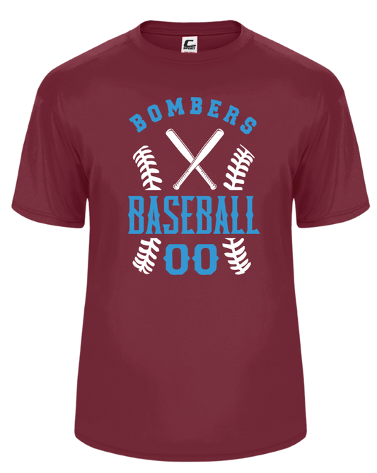 Adult Performance Bombers Baseball w/player# T-shirt