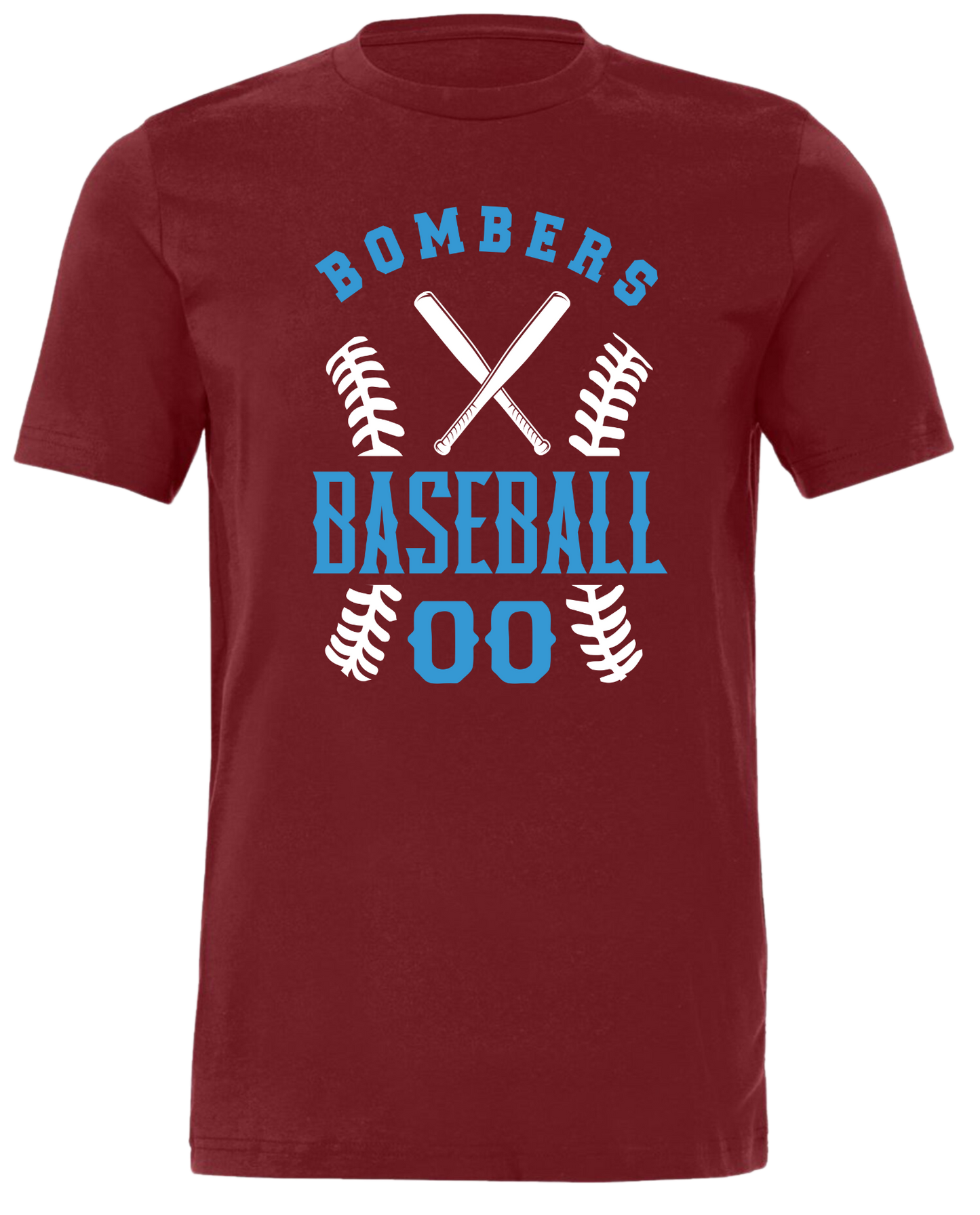 Adult Bombers Baseball w/player# T-shirt