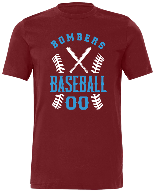 Adult Bombers Baseball w/player# T-shirt