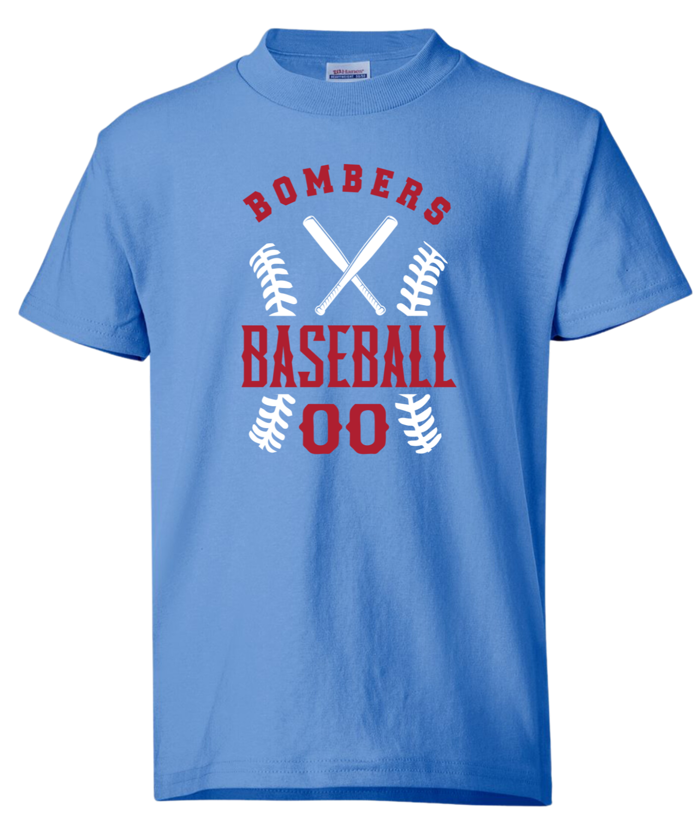 Youth Bombers Baseball w/player# T-shirt