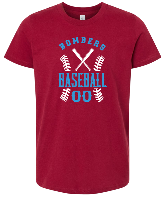 Youth Bombers Baseball w/player# T-shirt