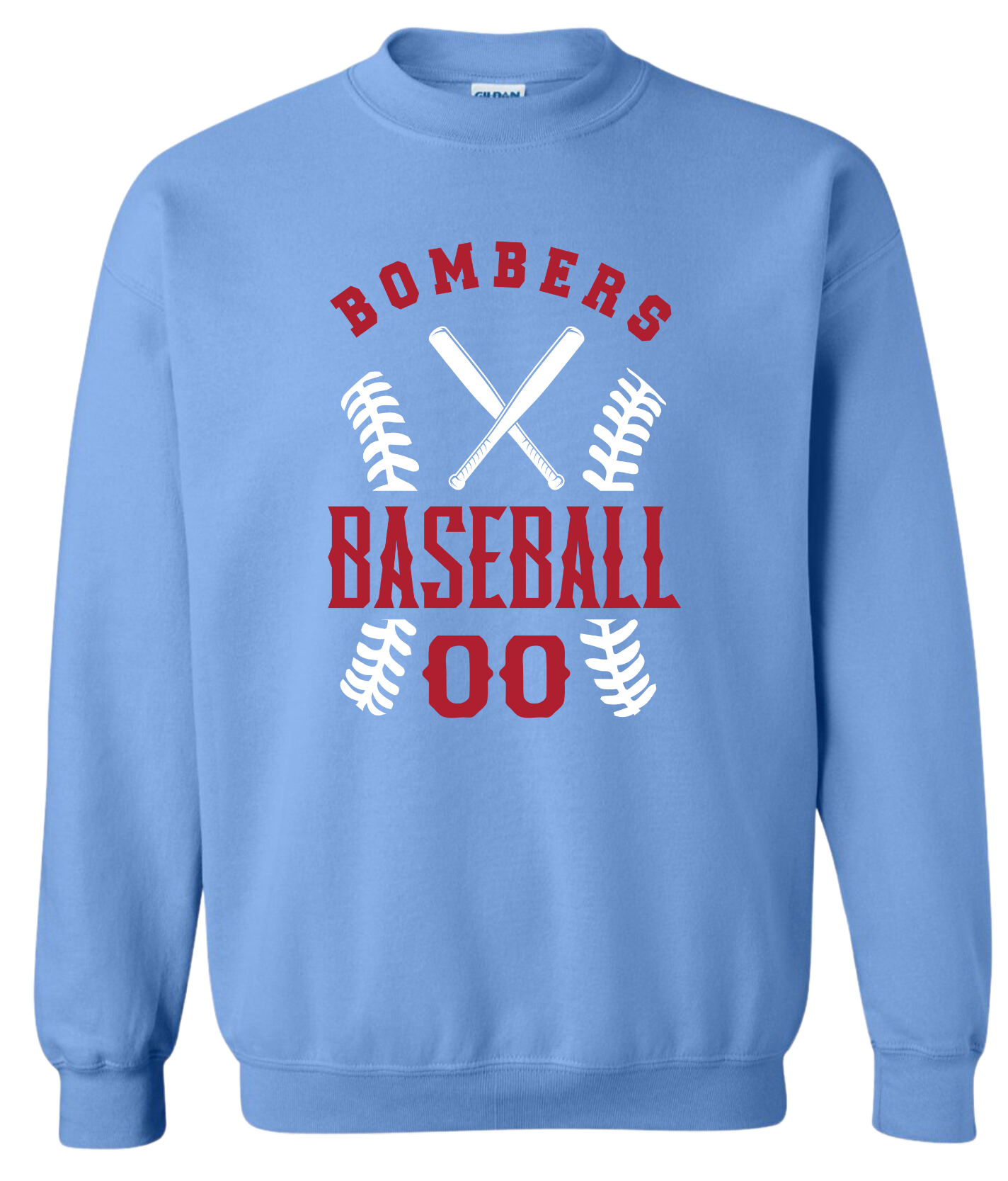 Adult Bombers Baseball w/player# Sweatshirt