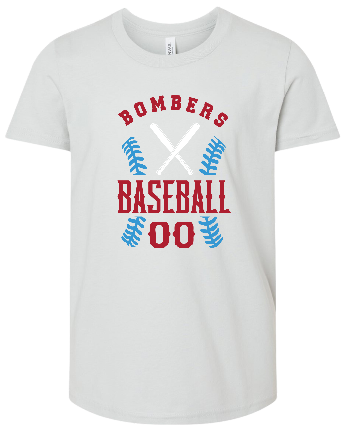 Youth Bombers Baseball w/player# T-shirt