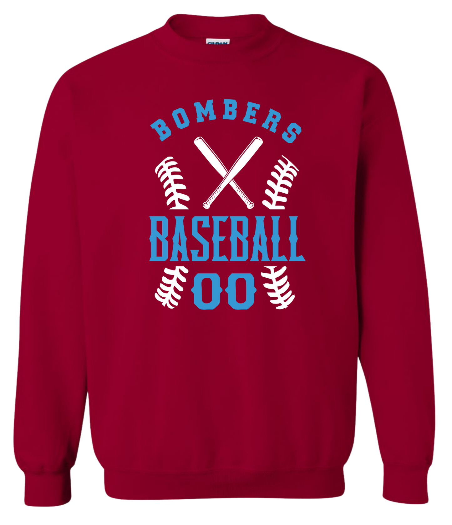 Adult Bombers Baseball w/player# Sweatshirt