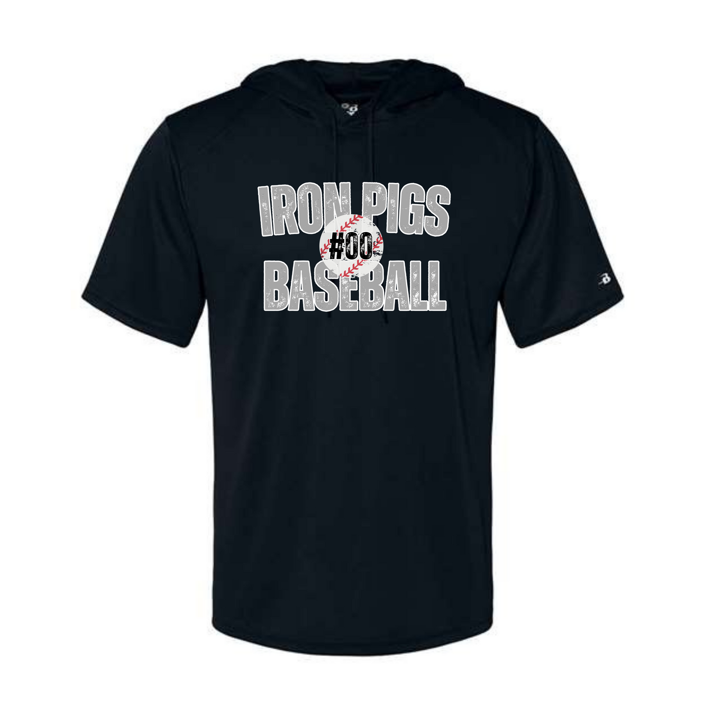 Ironpigs # Baseball Hooded T-shirt Short Sleeve