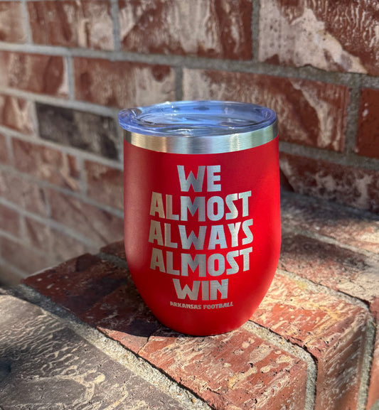 Arkansas Football 12oz Wine Tumbler