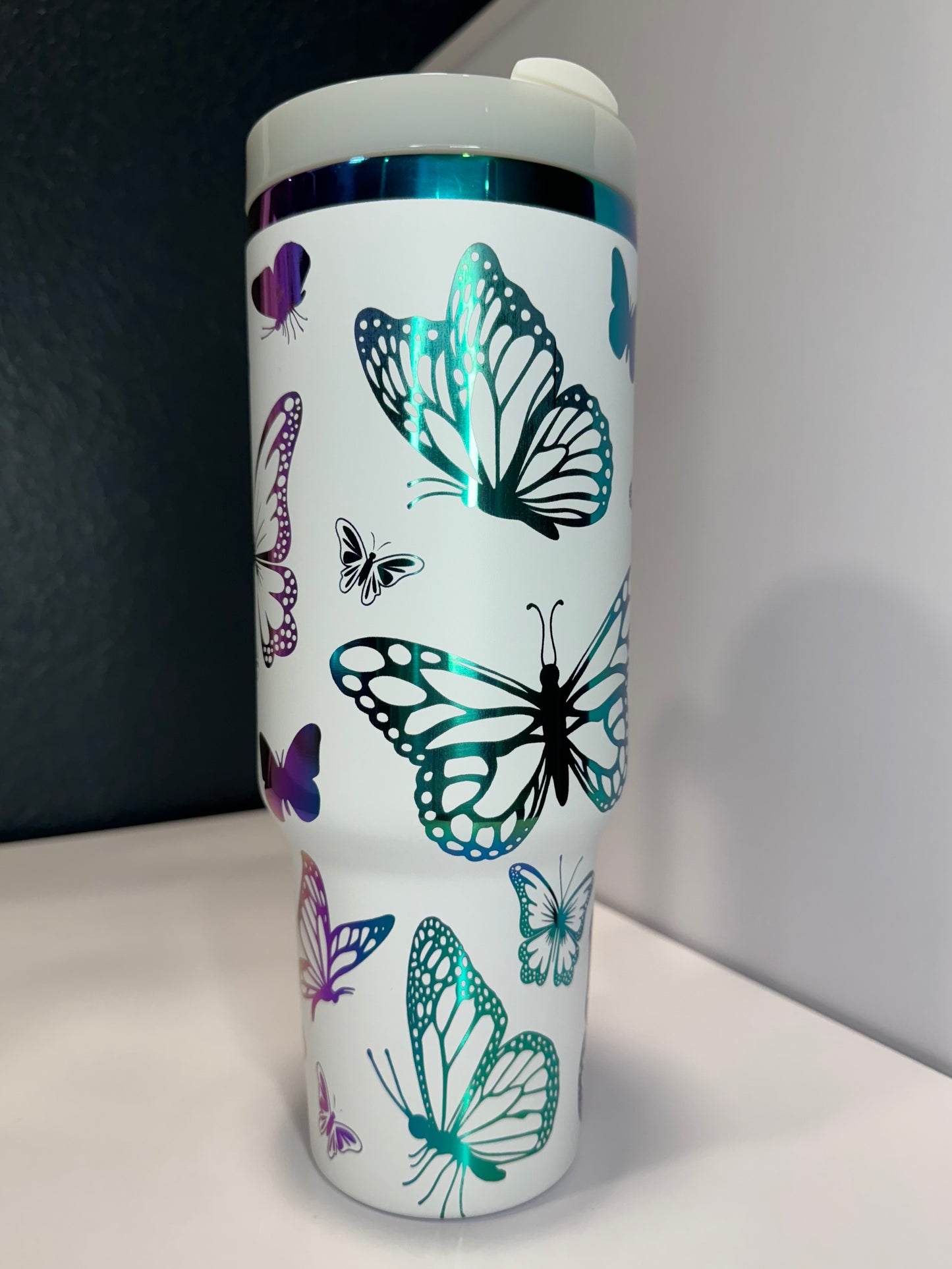 Butterflies 40oz laser engraved tumbler