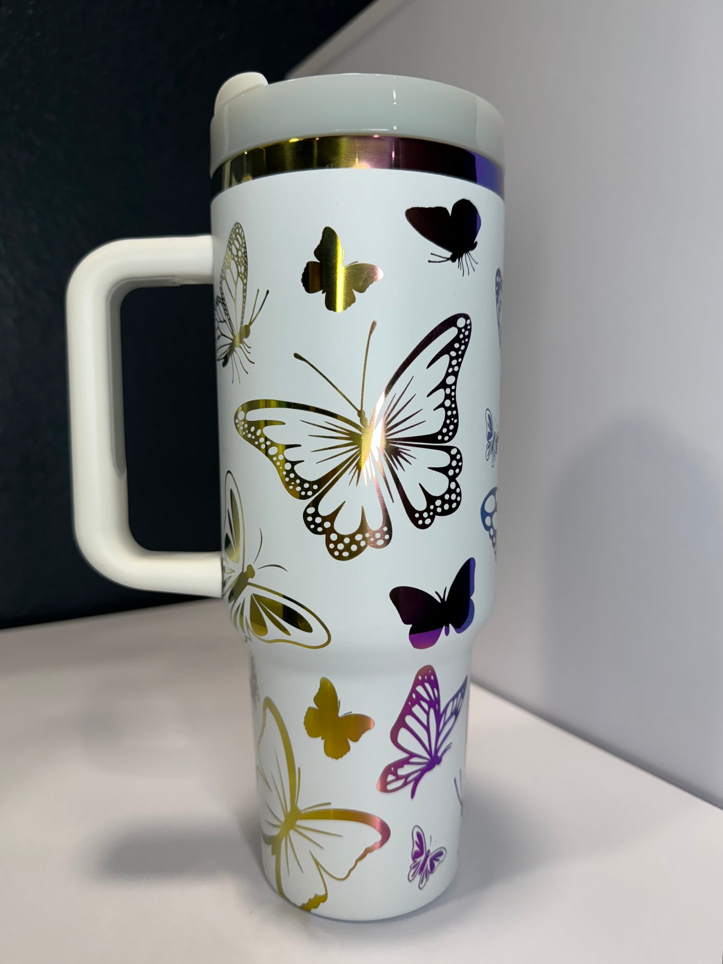 Butterflies 40oz laser engraved tumbler