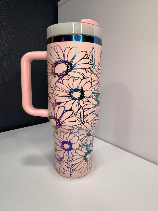 Daisies 40oz laser engraved tumbler