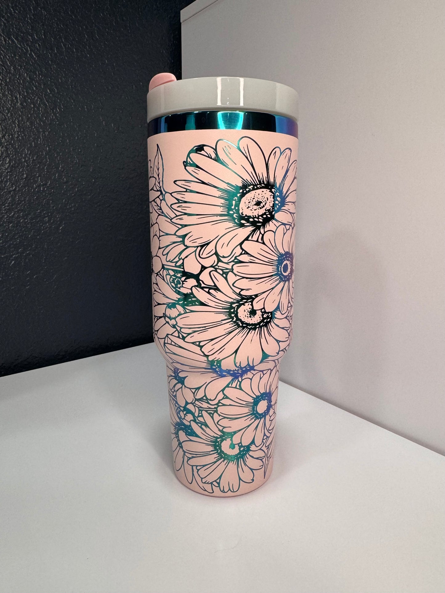 Daisies 40oz laser engraved tumbler