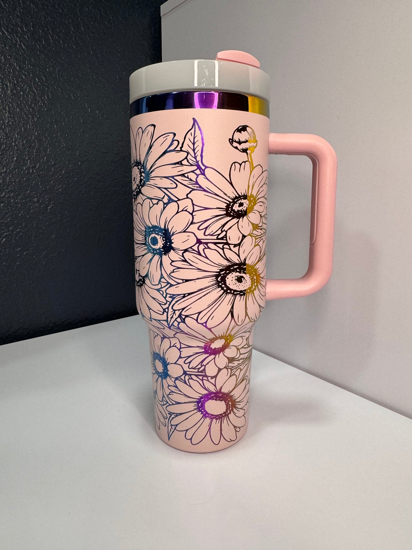 Daisies 40oz laser engraved tumbler