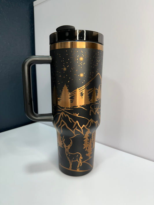 Deer Mountain 40oz laser engraved tumbler