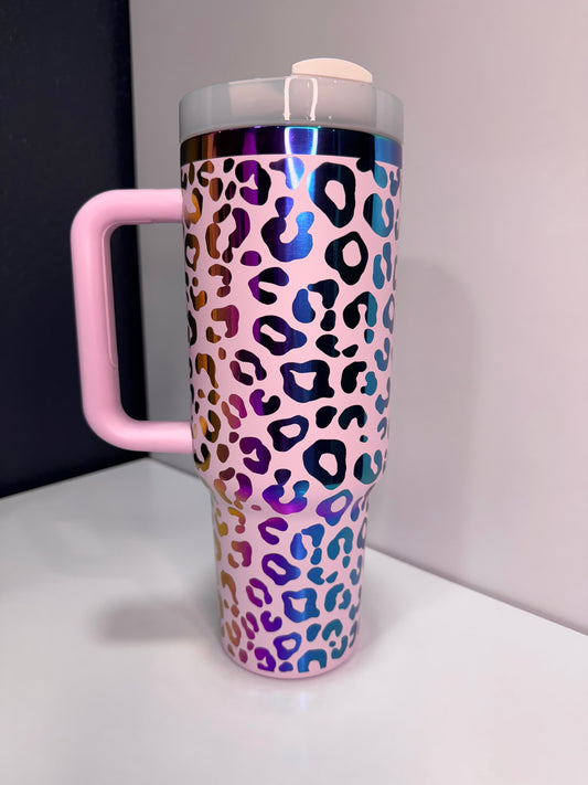 Leopard 40oz laser engraved tumbler