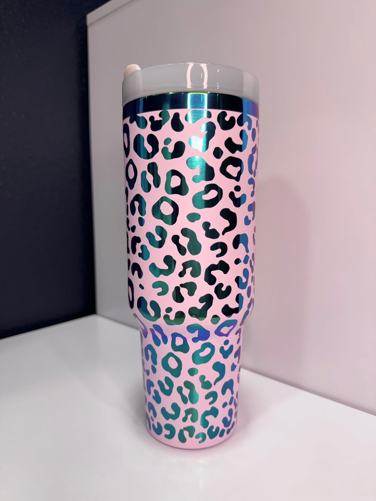 Leopard 40oz laser engraved tumbler