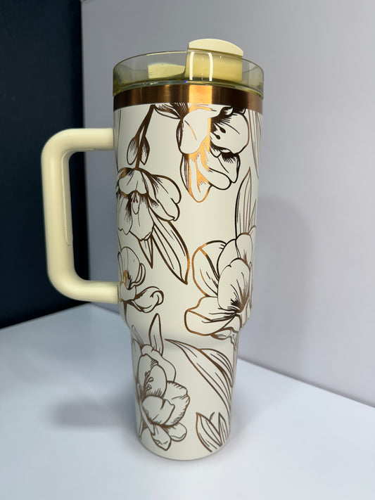 Fressia Flower 40oz laser engraved tumbler