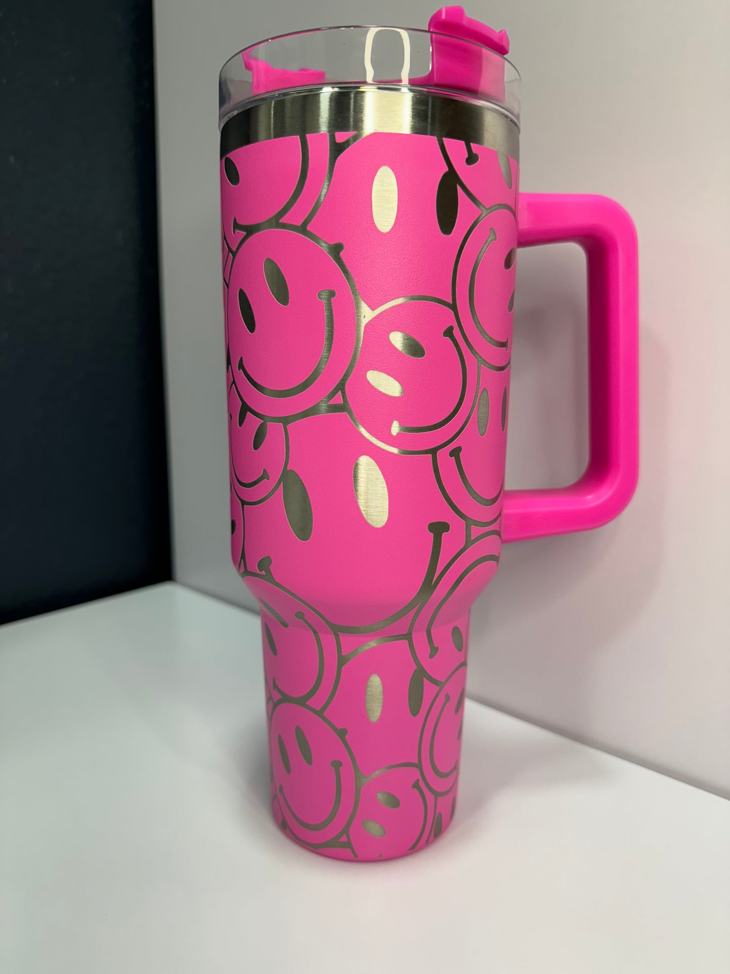 Smiley Face 40oz laser engraved tumbler