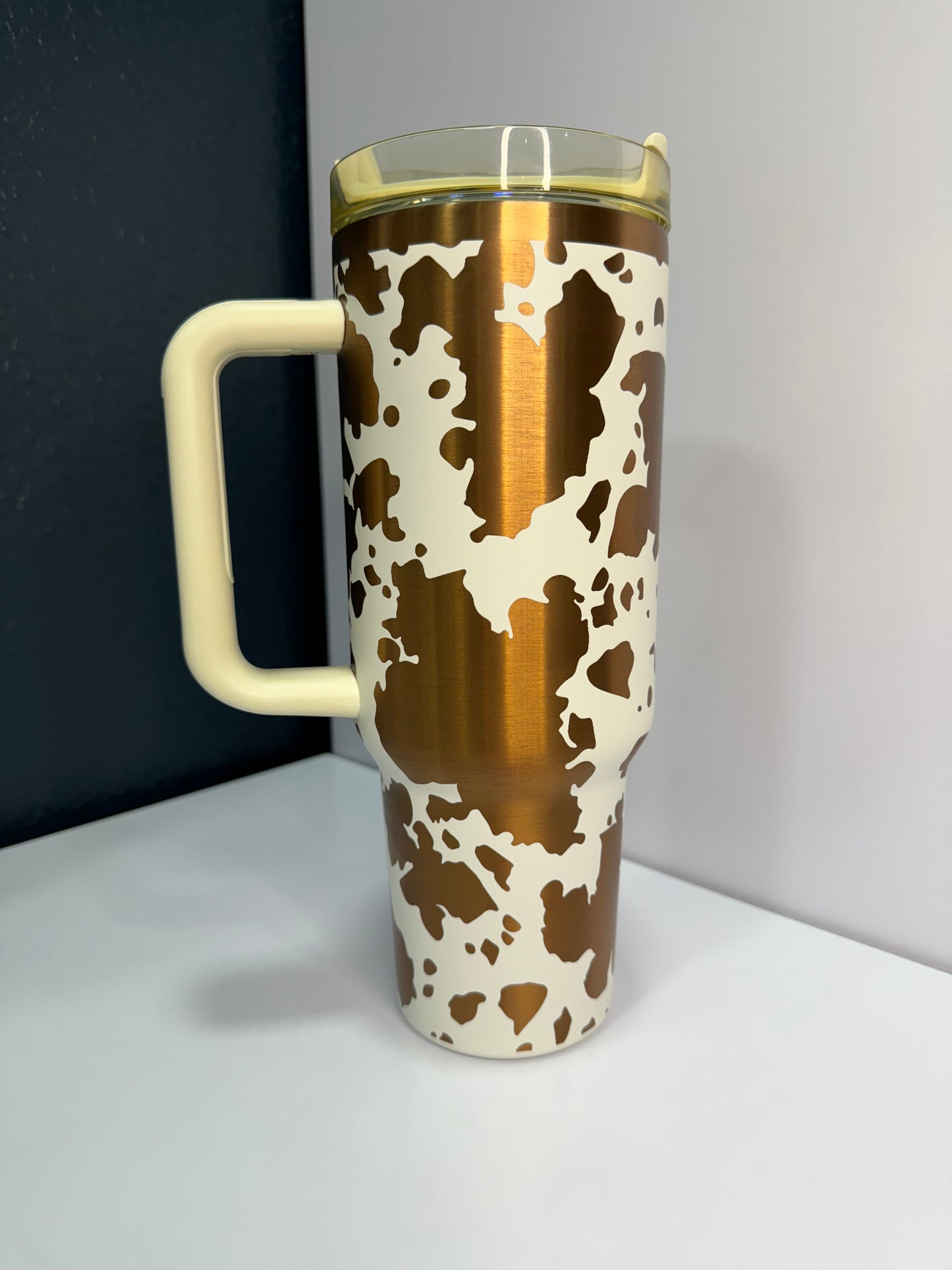 Cow Print 40oz laser engraved tumbler