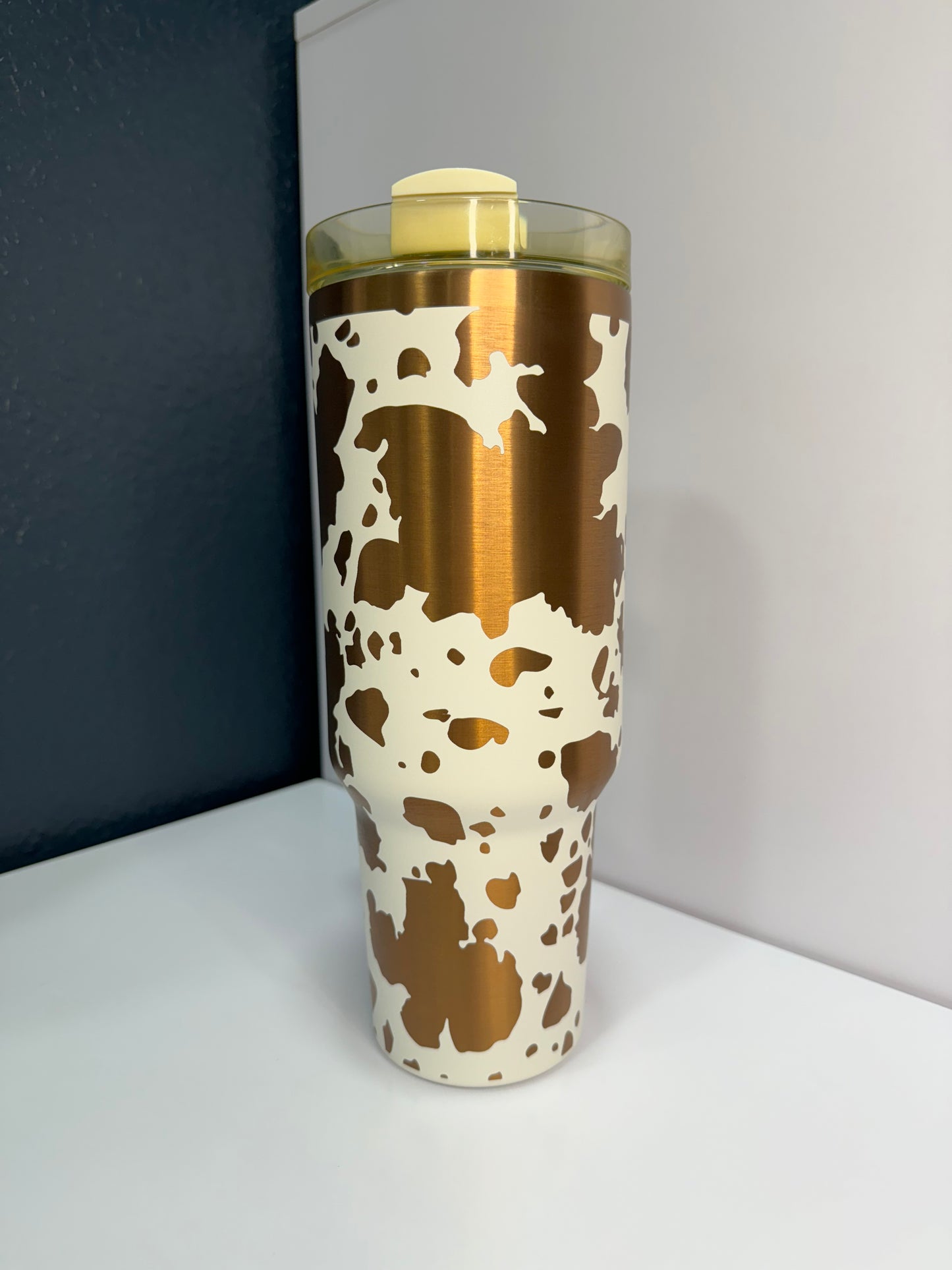 Cow Print 40oz laser engraved tumbler