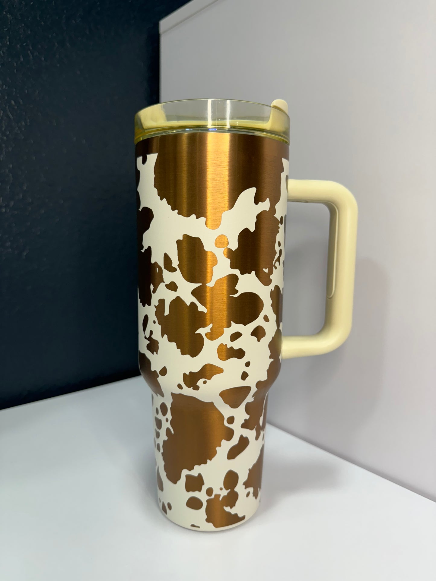 Cow Print 40oz laser engraved tumbler