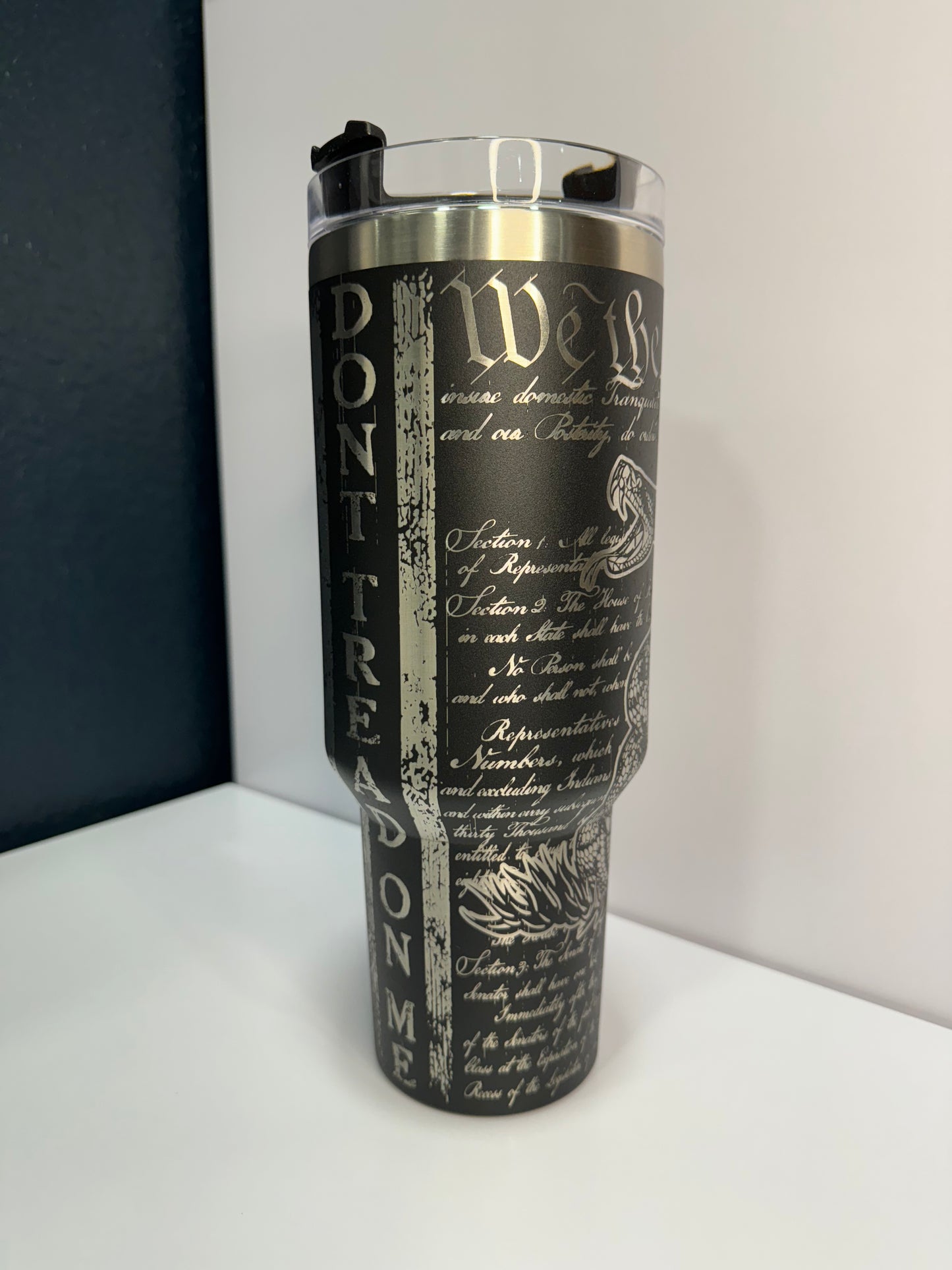 Don’t Tread On Me 40oz laser engraved tumbler