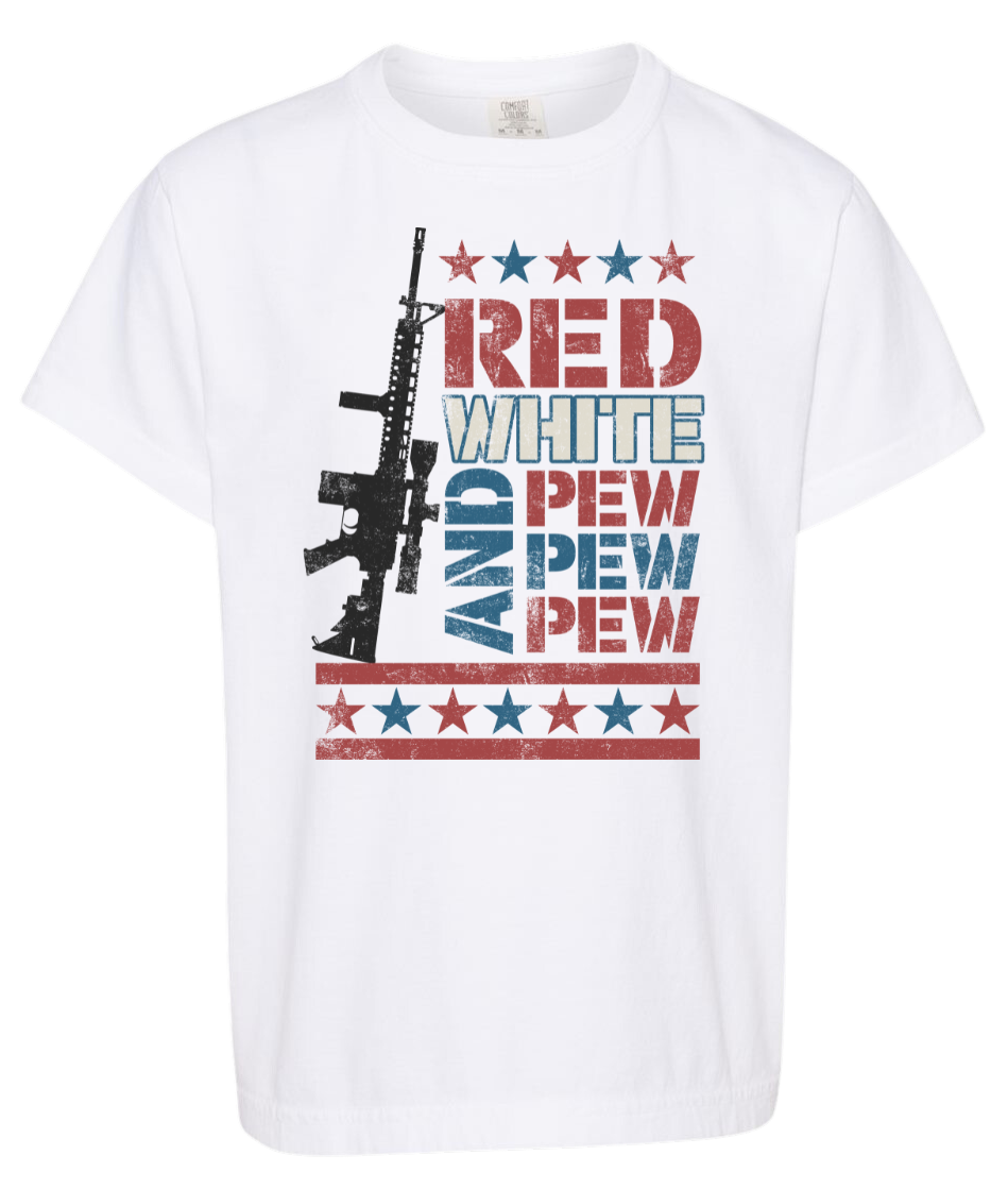 Red White And Pew Pew T-Shirt ADULT