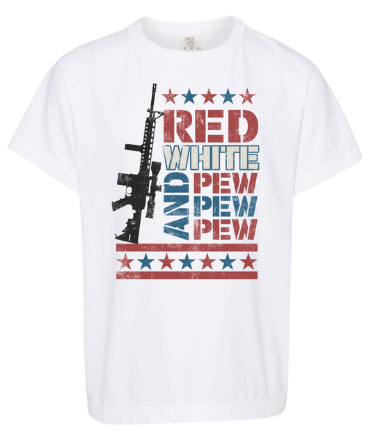 Red White And Pew Pew T-Shirt ADULT