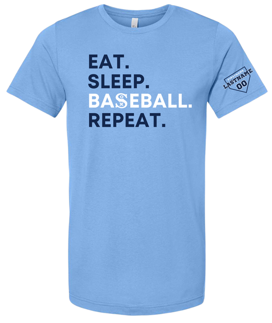 Eat Sleep Baseball Mens/Unisex T-Shirt (3 Color Options)