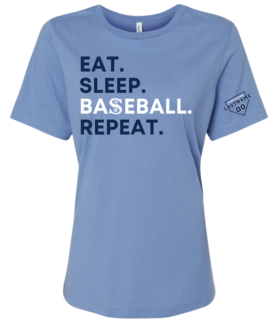 Eat Sleep Baseball Women's T-Shirt (3 Color Options)