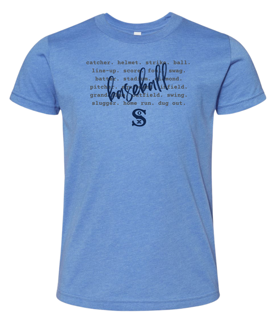 Youth Words of Baseball T-Shirt (3 Color Options)