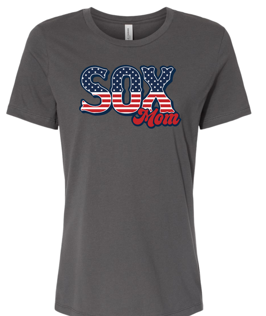 Red White Blue Sox Mom Womens T-shirt (2 Color Options)