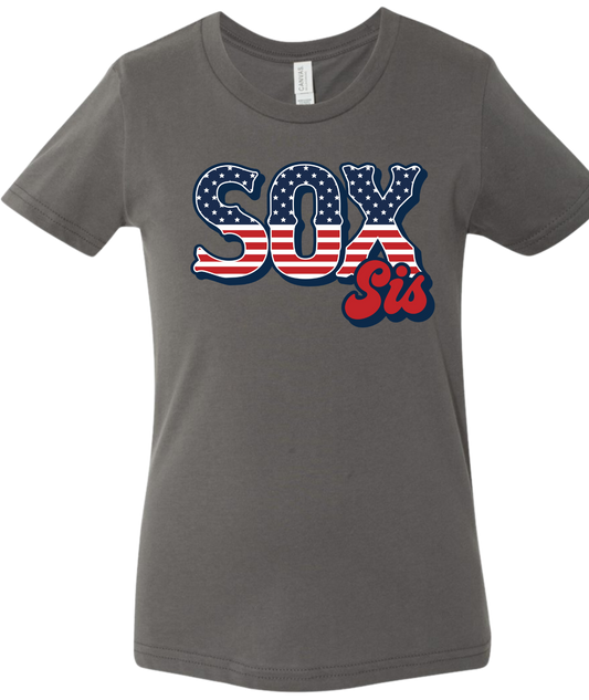 Youth Red White Blue Sox Sis T-shirt (2 Color Options)