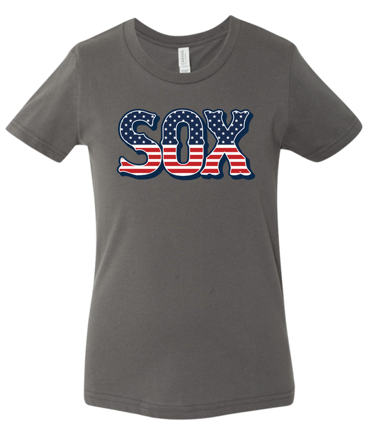 Youth Red White Blue Sox T-shirt (2 Color Options)