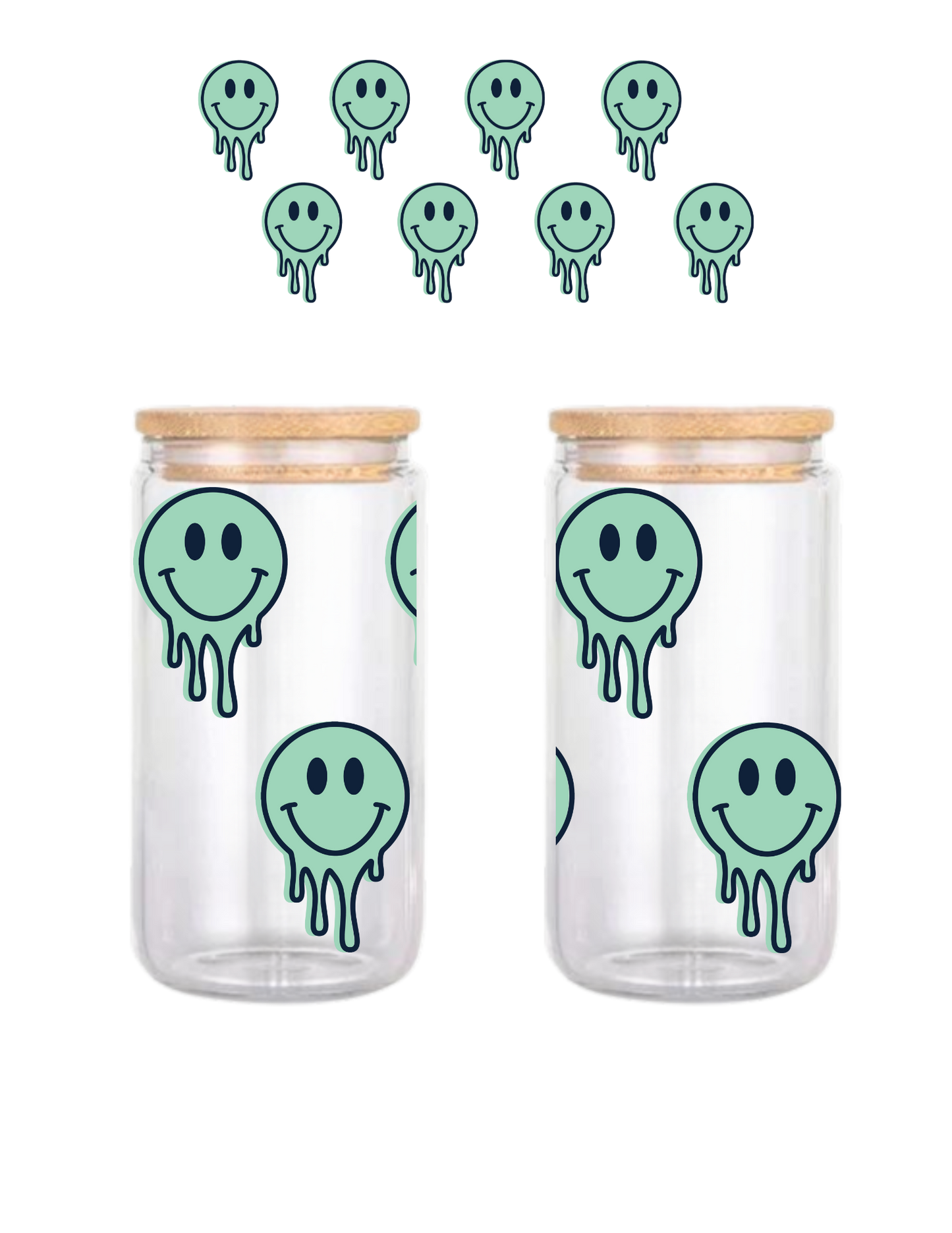 Drippy Smiley 16oz Glass Can (Clear or Frosted)