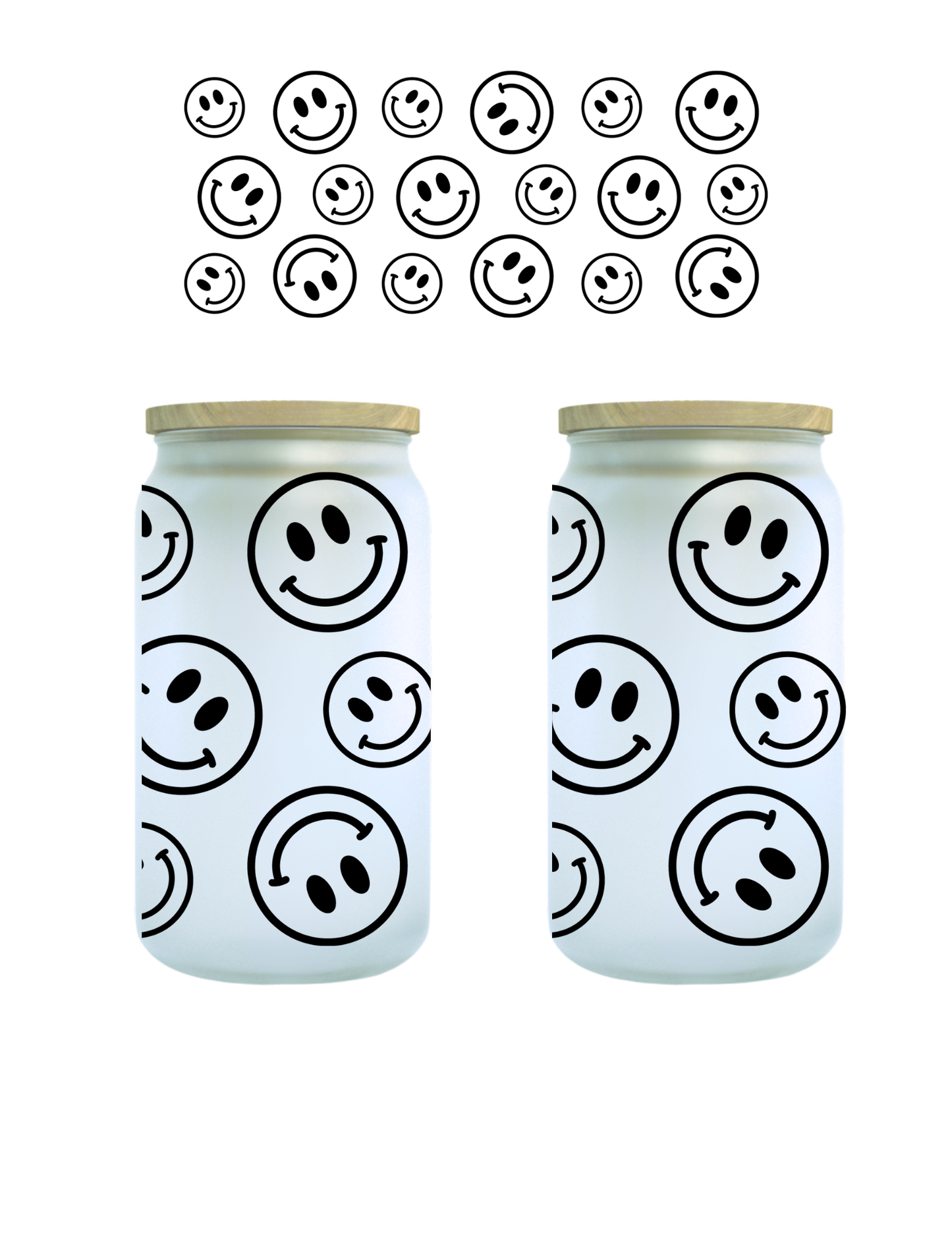 Smiley face 16oz Glass can (Clear or Frosted)