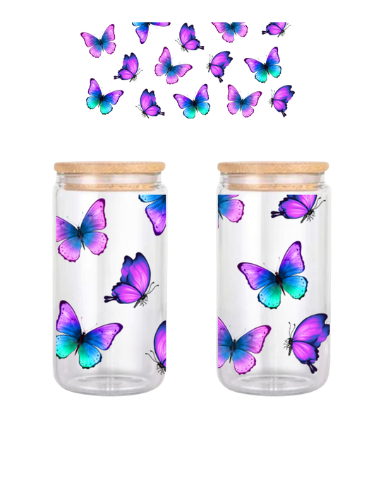 Butterfly 16oz Glass Can (Clear or Frosted)