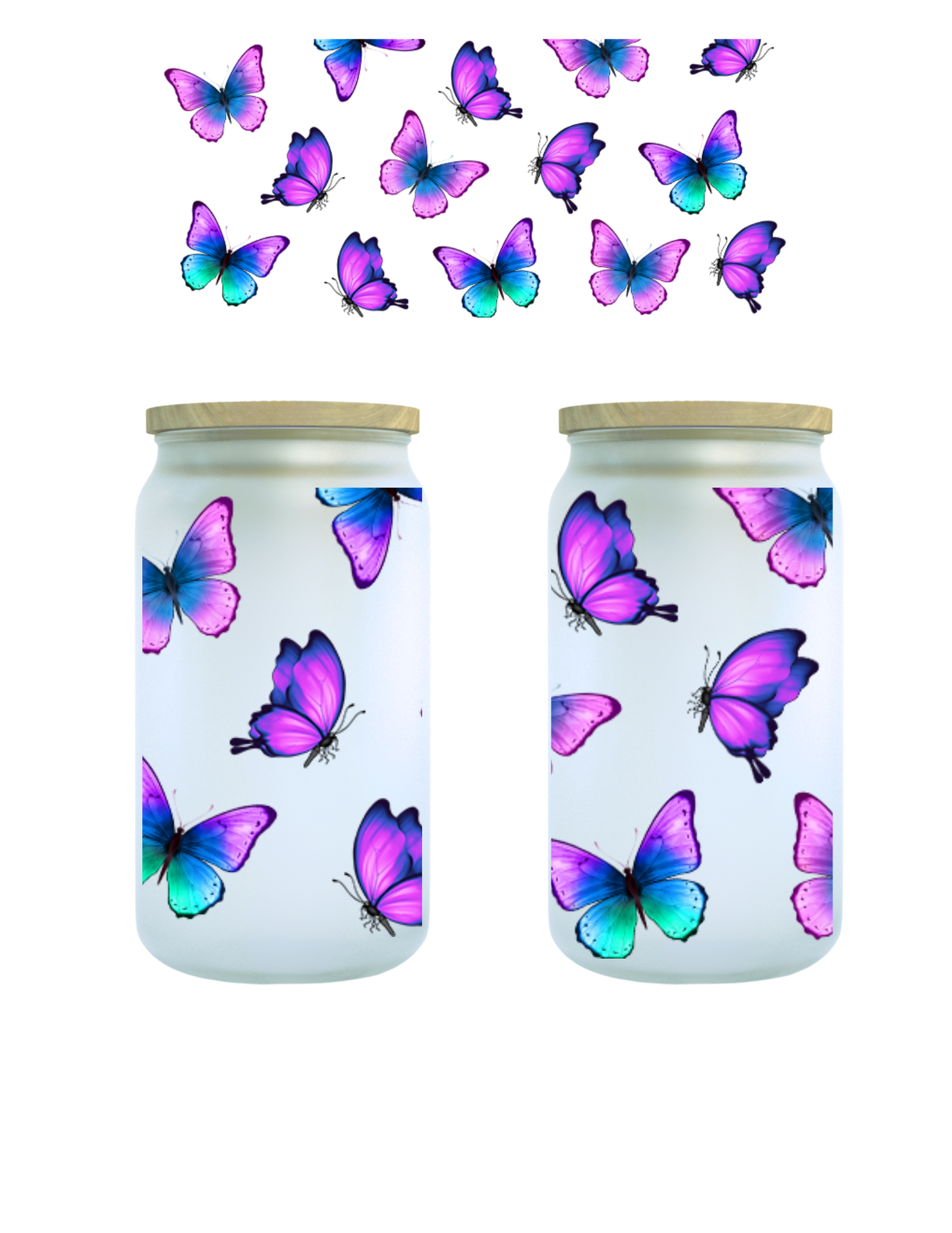 Butterfly 16oz Glass Can (Clear or Frosted)