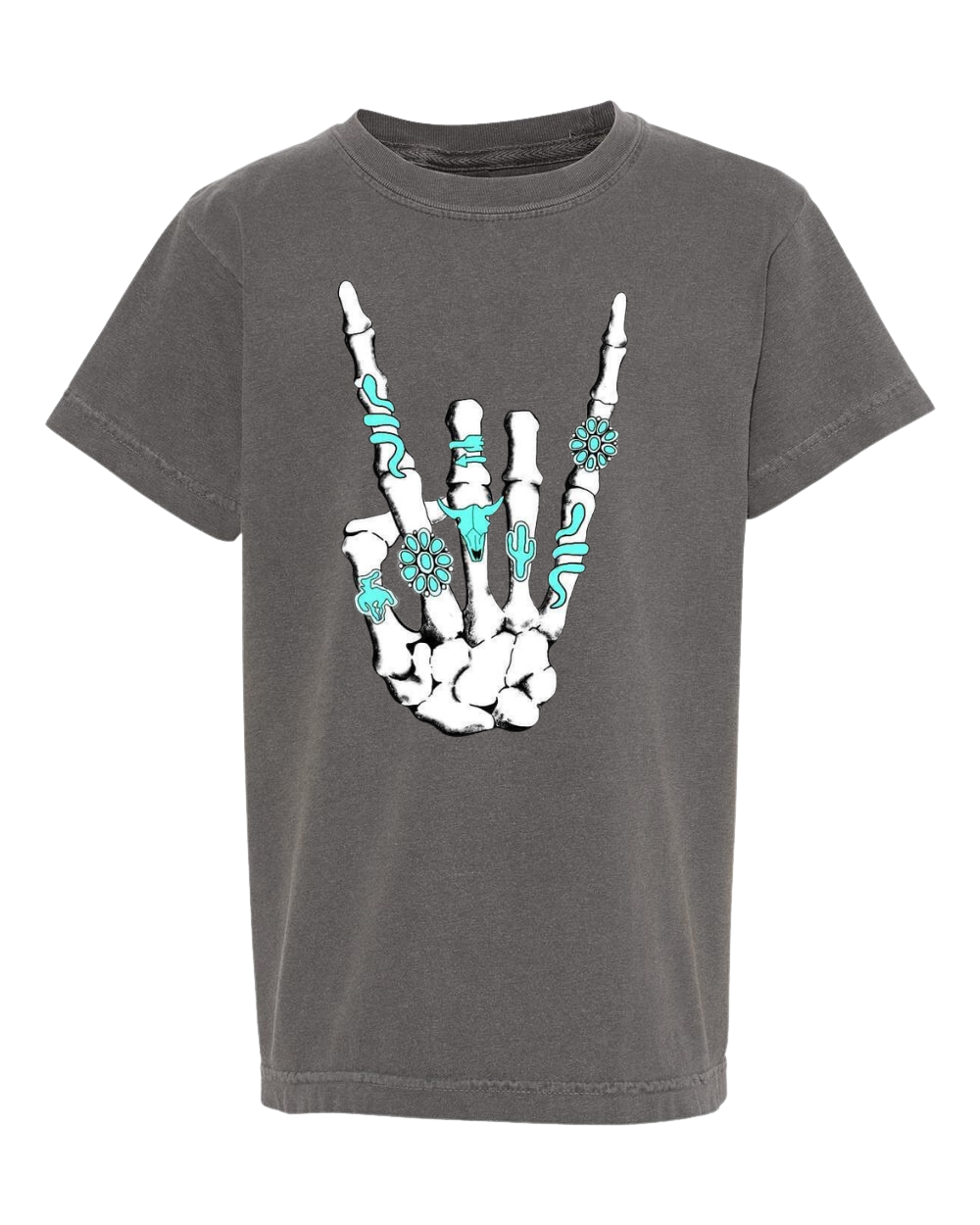 Rock On Western Skeleton Hand T-Shirt